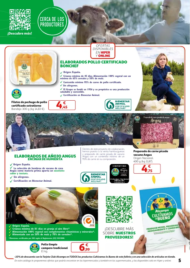 Número de página 5 del folleto promocional de la tienda Alcampo - Producir mejor, preservar el medioambiente y comer bien - fecha de vigencia: desde16.04 bis 30.04