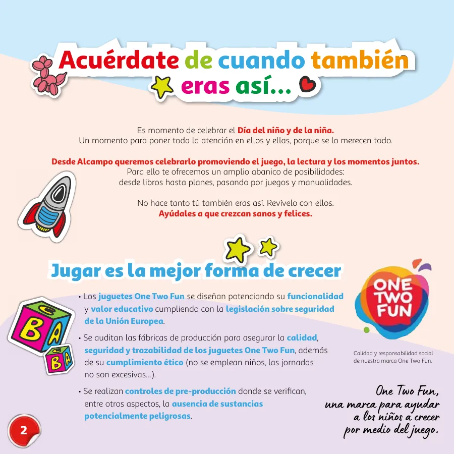 Número de página 2 del folleto promocional de la tienda Alcampo - Día del Niño Celébralo cada día - fecha de vigencia: desde15.04 bis 26.04