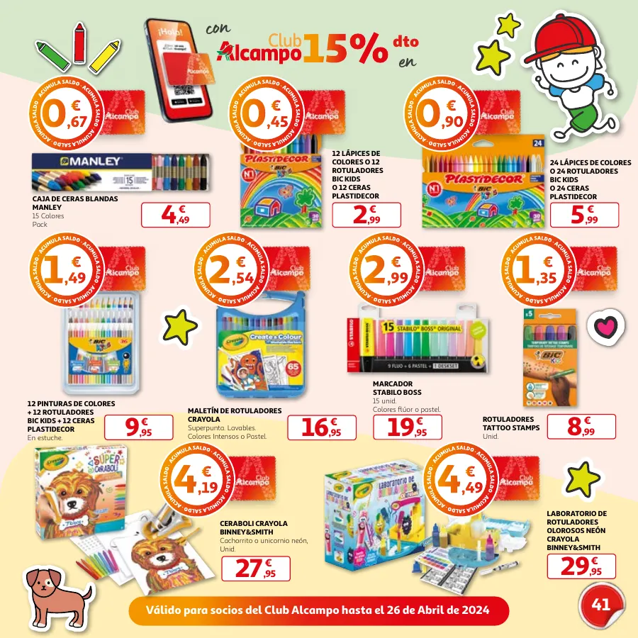 Número de página 41 del folleto promocional de la tienda Alcampo - Día del Niño Celébralo cada día - fecha de vigencia: desde15.04 bis 26.04