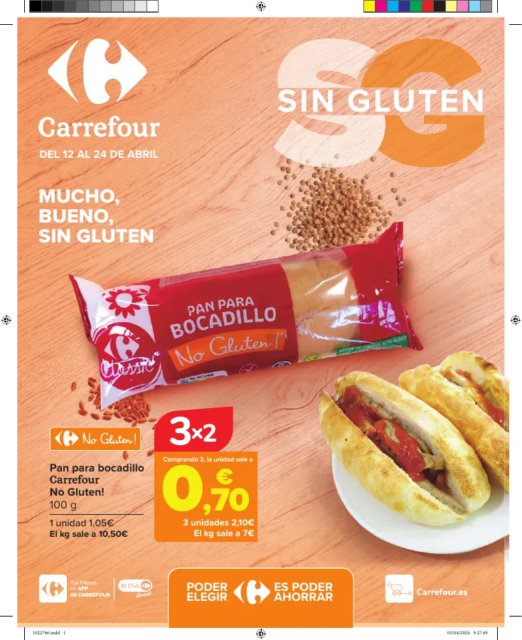 Número de página 1 del folleto promocional de la tienda Carrefour - Sin Gluten  - fecha de vigencia: desde12.04 bis 24.04