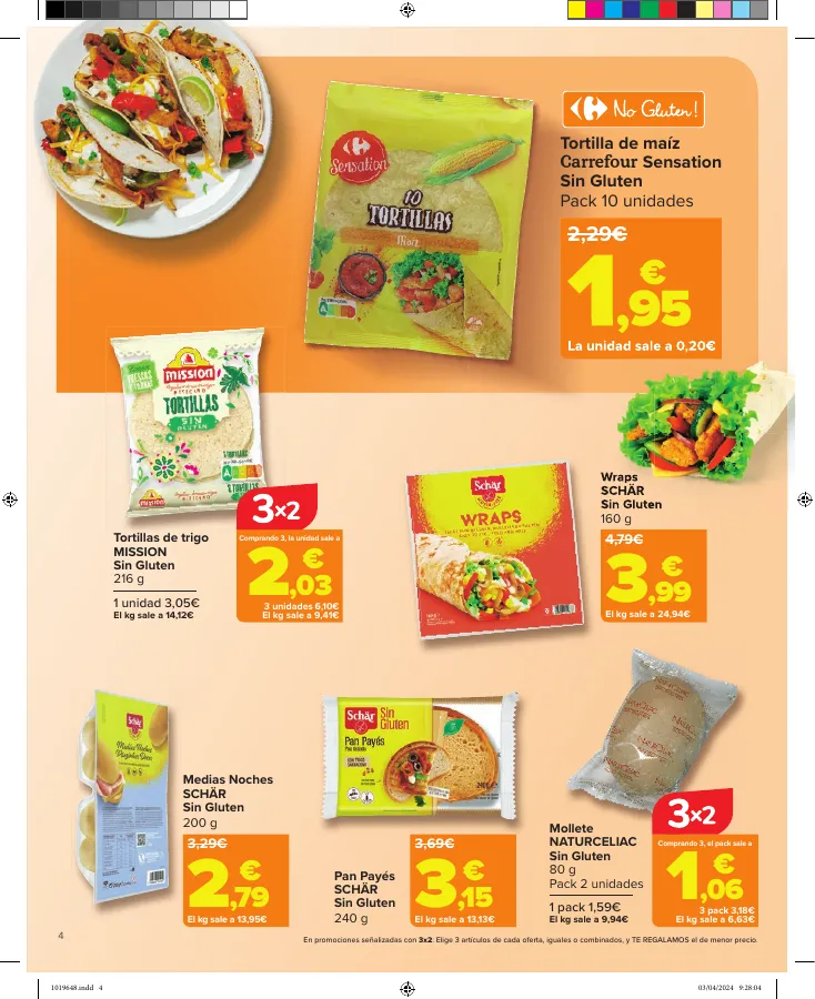 Número de página 4 del folleto promocional de la tienda Carrefour - Sin Gluten  - fecha de vigencia: desde12.04 bis 24.04