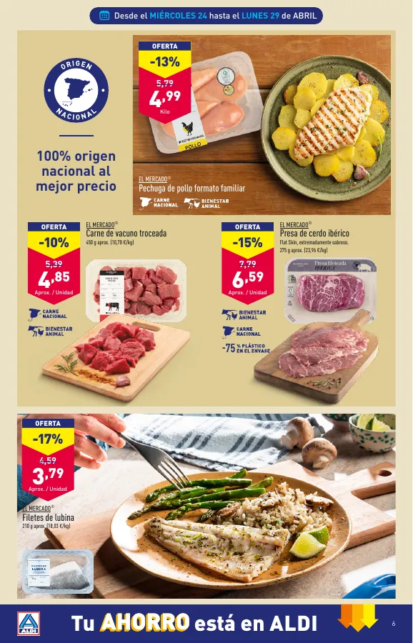 Número de página 6 del folleto promocional de la tienda Aldi - Paga Menos llevate Mas - fecha de vigencia: desde24.04 bis 29.04