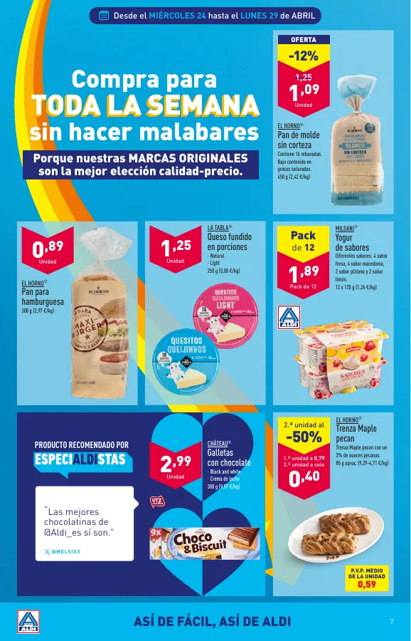 Número de página 7 del folleto promocional de la tienda Aldi - Paga Menos llevate Mas - fecha de vigencia: desde24.04 bis 29.04