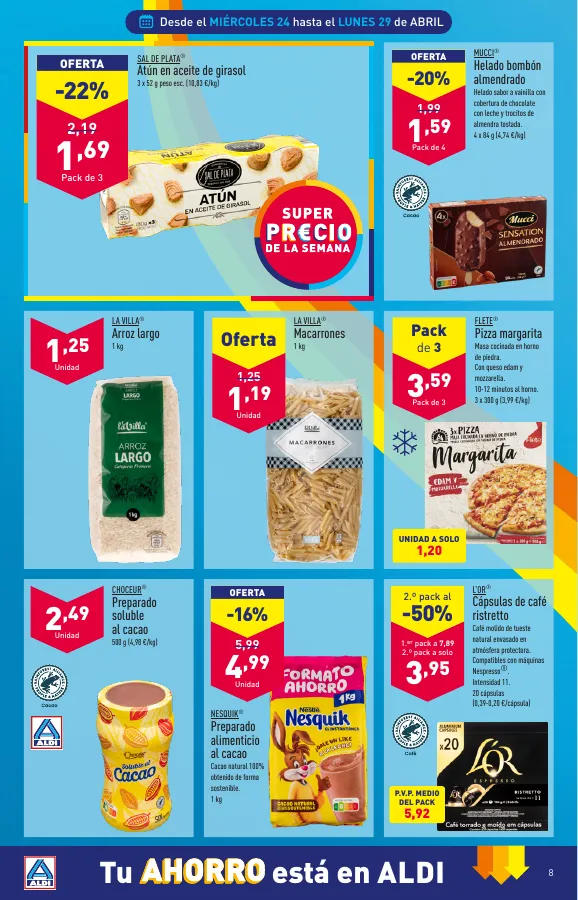 Número de página 8 del folleto promocional de la tienda Aldi - Paga Menos llevate Mas - fecha de vigencia: desde24.04 bis 29.04