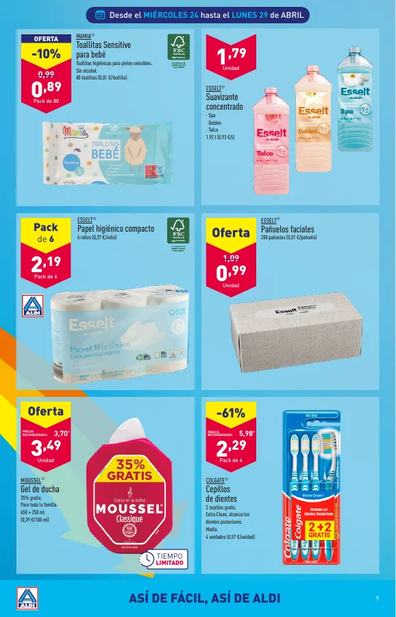 Número de página 9 del folleto promocional de la tienda Aldi - Paga Menos llevate Mas - fecha de vigencia: desde24.04 bis 29.04