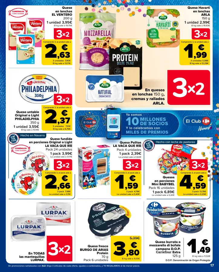 Número de página 17 del folleto promocional de la tienda Carrefour - 3x2 (Alimentación, Drogueria, Perfumeria y comida de animales)+CHOLLOS - fecha de vigencia: desde25.04 bis 09.05