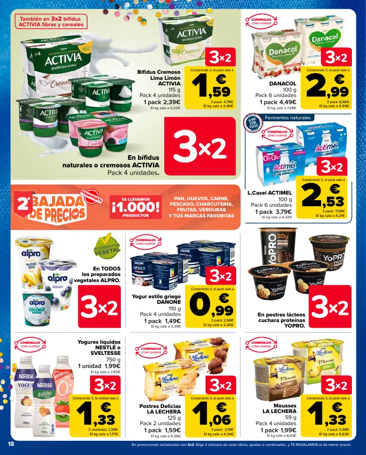 Número de página 18 del folleto promocional de la tienda Carrefour - 3x2 (Alimentación, Drogueria, Perfumeria y comida de animales)+CHOLLOS - fecha de vigencia: desde25.04 bis 09.05