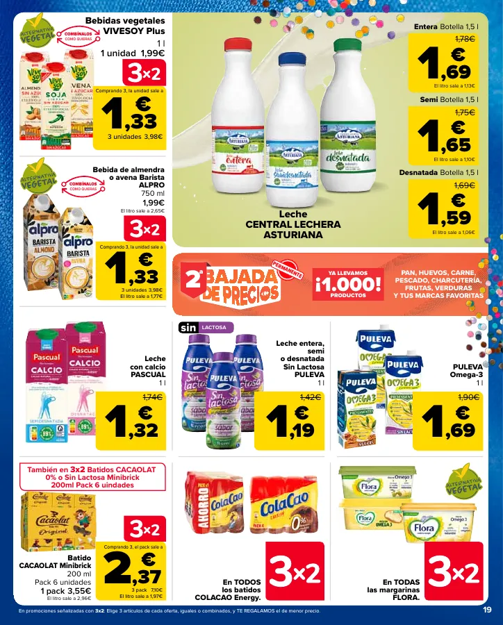 Número de página 19 del folleto promocional de la tienda Carrefour - 3x2 (Alimentación, Drogueria, Perfumeria y comida de animales)+CHOLLOS - fecha de vigencia: desde25.04 bis 09.05