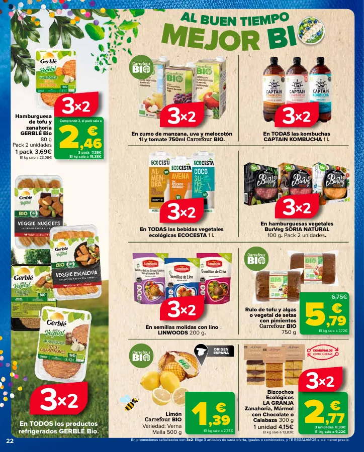 Número de página 22 del folleto promocional de la tienda Carrefour - 3x2 (Alimentación, Drogueria, Perfumeria y comida de animales)+CHOLLOS - fecha de vigencia: desde25.04 bis 09.05