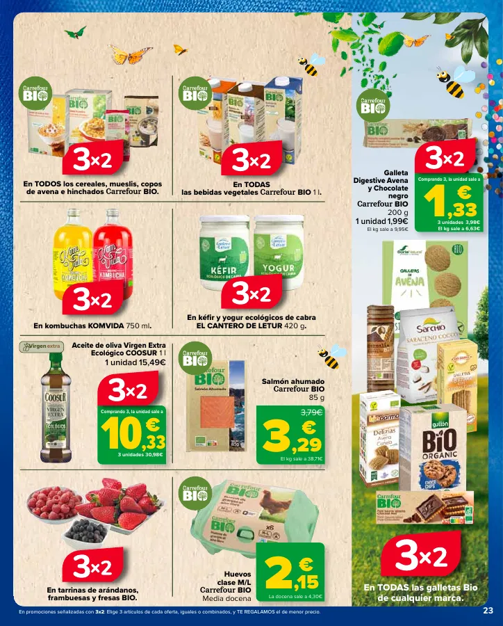 Número de página 23 del folleto promocional de la tienda Carrefour - 3x2 (Alimentación, Drogueria, Perfumeria y comida de animales)+CHOLLOS - fecha de vigencia: desde25.04 bis 09.05