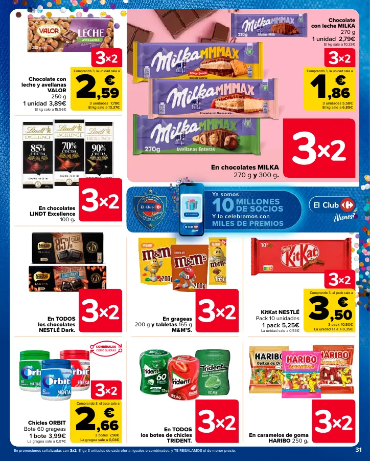 Número de página 31 del folleto promocional de la tienda Carrefour - 3x2 (Alimentación, Drogueria, Perfumeria y comida de animales)+CHOLLOS - fecha de vigencia: desde25.04 bis 09.05