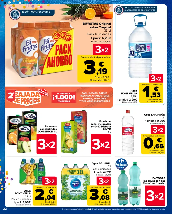 Número de página 32 del folleto promocional de la tienda Carrefour - 3x2 (Alimentación, Drogueria, Perfumeria y comida de animales)+CHOLLOS - fecha de vigencia: desde25.04 bis 09.05