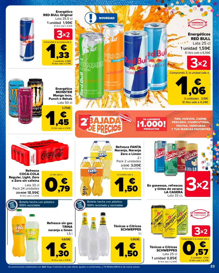 Número de página 33 del folleto promocional de la tienda Carrefour - 3x2 (Alimentación, Drogueria, Perfumeria y comida de animales)+CHOLLOS - fecha de vigencia: desde25.04 bis 09.05