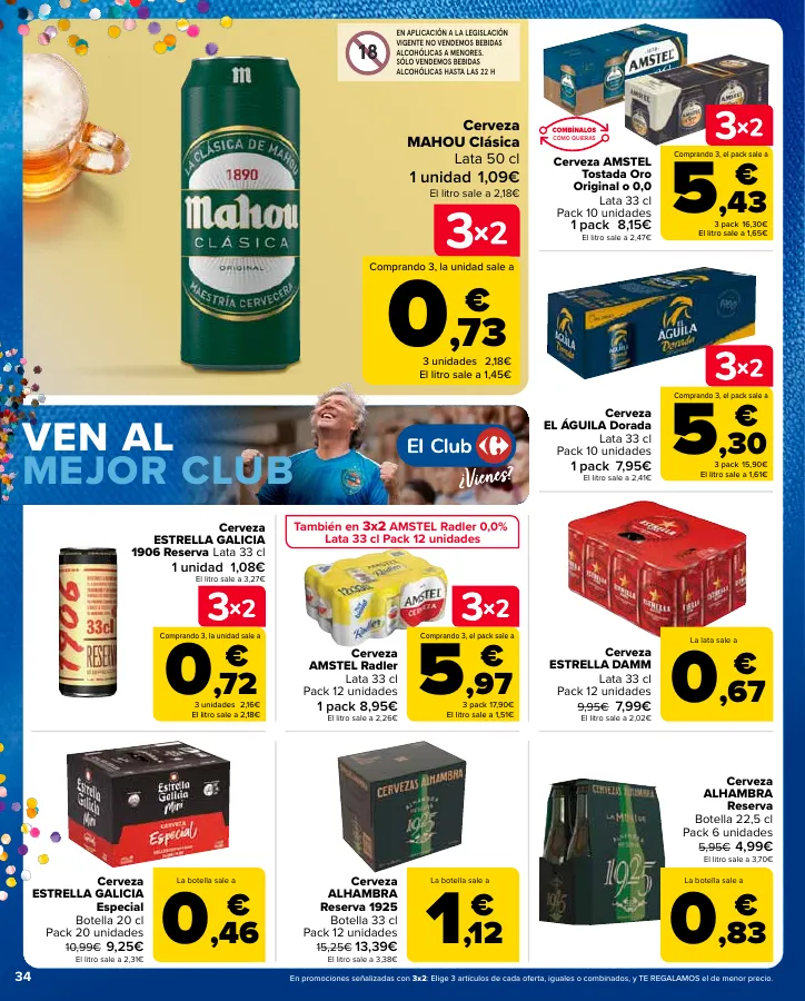 Número de página 34 del folleto promocional de la tienda Carrefour - 3x2 (Alimentación, Drogueria, Perfumeria y comida de animales)+CHOLLOS - fecha de vigencia: desde25.04 bis 09.05