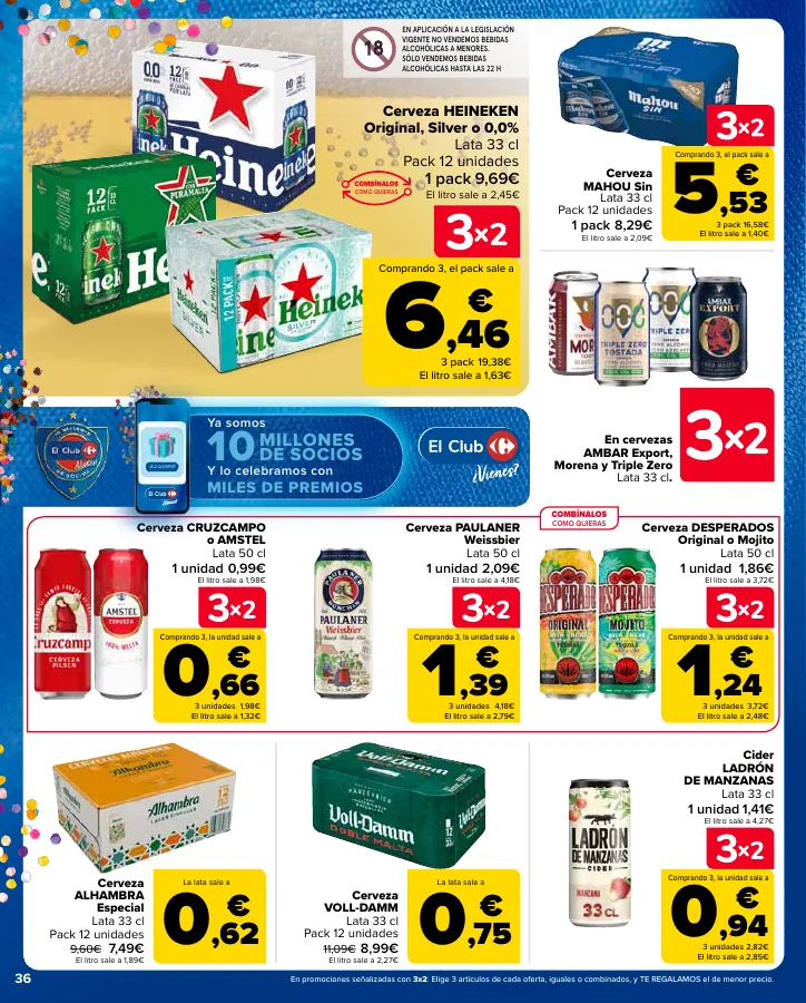 Número de página 36 del folleto promocional de la tienda Carrefour - 3x2 (Alimentación, Drogueria, Perfumeria y comida de animales)+CHOLLOS - fecha de vigencia: desde25.04 bis 09.05