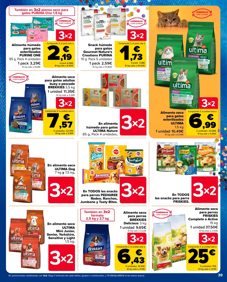 Número de página 39 del folleto promocional de la tienda Carrefour - 3x2 (Alimentación, Drogueria, Perfumeria y comida de animales)+CHOLLOS - fecha de vigencia: desde25.04 bis 09.05