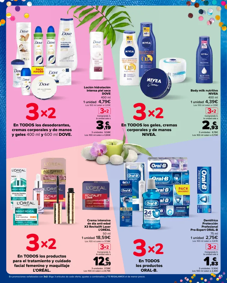 Número de página 41 del folleto promocional de la tienda Carrefour - 3x2 (Alimentación, Drogueria, Perfumeria y comida de animales)+CHOLLOS - fecha de vigencia: desde25.04 bis 09.05