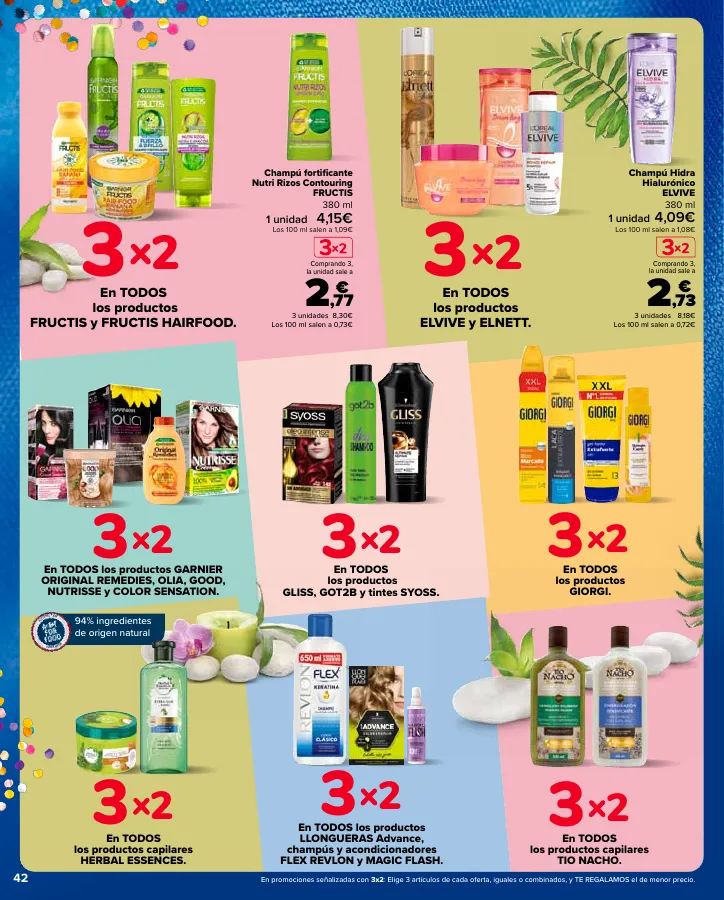 Número de página 42 del folleto promocional de la tienda Carrefour - 3x2 (Alimentación, Drogueria, Perfumeria y comida de animales)+CHOLLOS - fecha de vigencia: desde25.04 bis 09.05