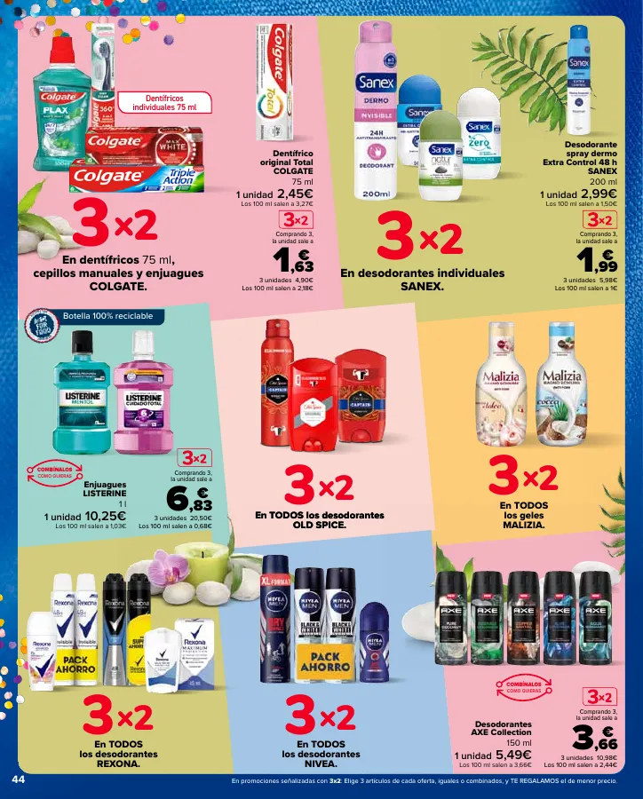 Número de página 44 del folleto promocional de la tienda Carrefour - 3x2 (Alimentación, Drogueria, Perfumeria y comida de animales)+CHOLLOS - fecha de vigencia: desde25.04 bis 09.05