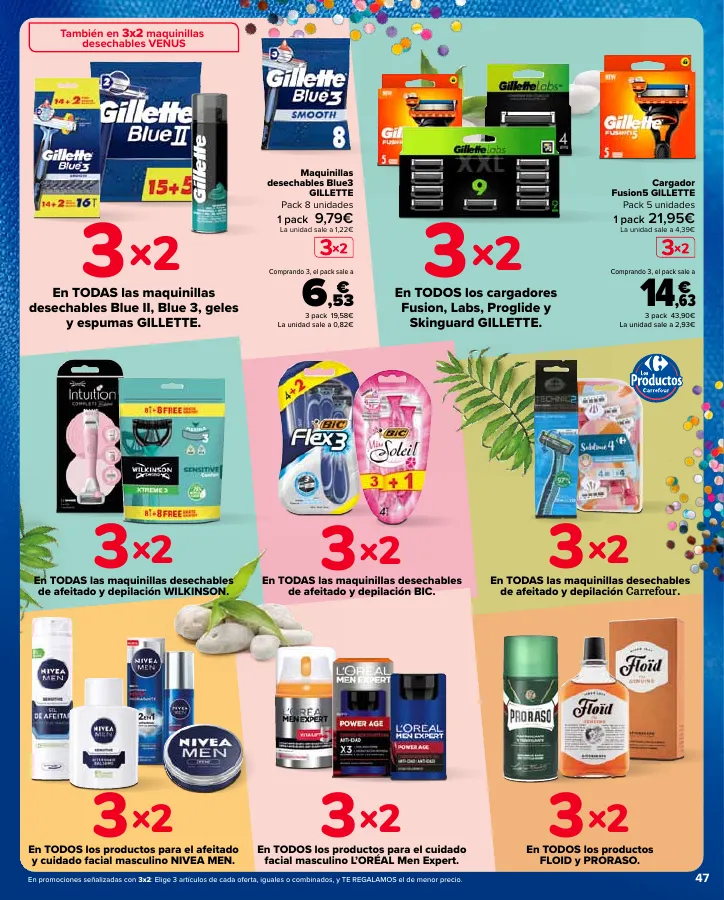 Número de página 47 del folleto promocional de la tienda Carrefour - 3x2 (Alimentación, Drogueria, Perfumeria y comida de animales)+CHOLLOS - fecha de vigencia: desde25.04 bis 09.05