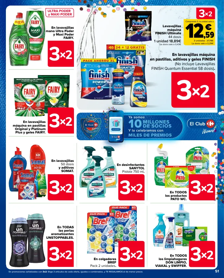 Número de página 51 del folleto promocional de la tienda Carrefour - 3x2 (Alimentación, Drogueria, Perfumeria y comida de animales)+CHOLLOS - fecha de vigencia: desde25.04 bis 09.05