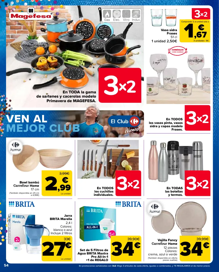 Número de página 54 del folleto promocional de la tienda Carrefour - 3x2 (Alimentación, Drogueria, Perfumeria y comida de animales)+CHOLLOS - fecha de vigencia: desde25.04 bis 09.05