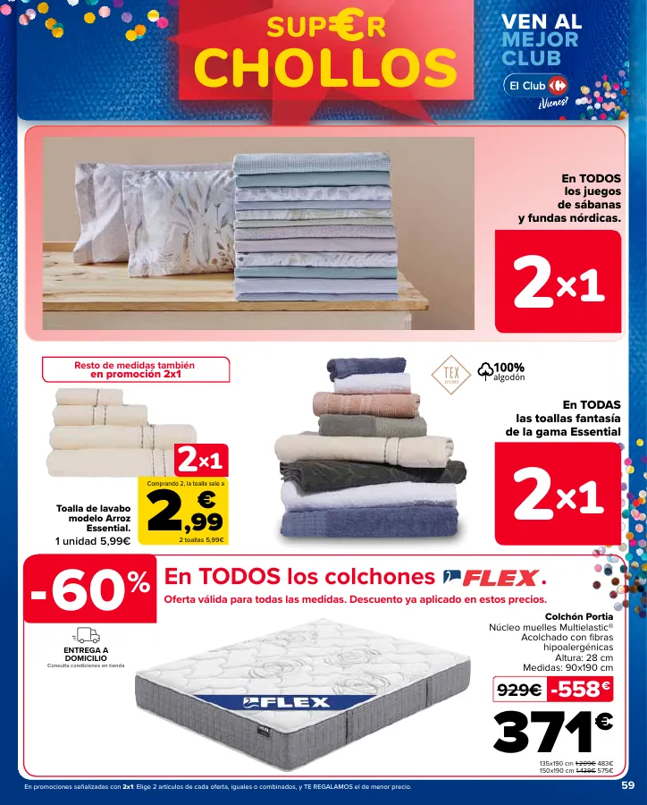 Número de página 59 del folleto promocional de la tienda Carrefour - 3x2 (Alimentación, Drogueria, Perfumeria y comida de animales)+CHOLLOS - fecha de vigencia: desde25.04 bis 09.05