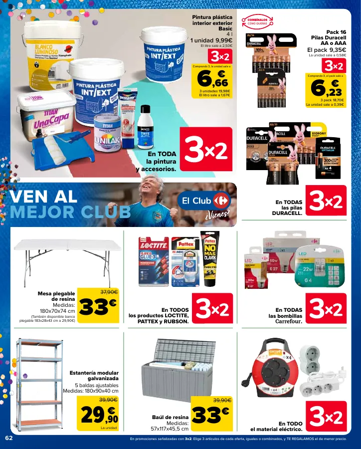 Número de página 62 del folleto promocional de la tienda Carrefour - 3x2 (Alimentación, Drogueria, Perfumeria y comida de animales)+CHOLLOS - fecha de vigencia: desde25.04 bis 09.05