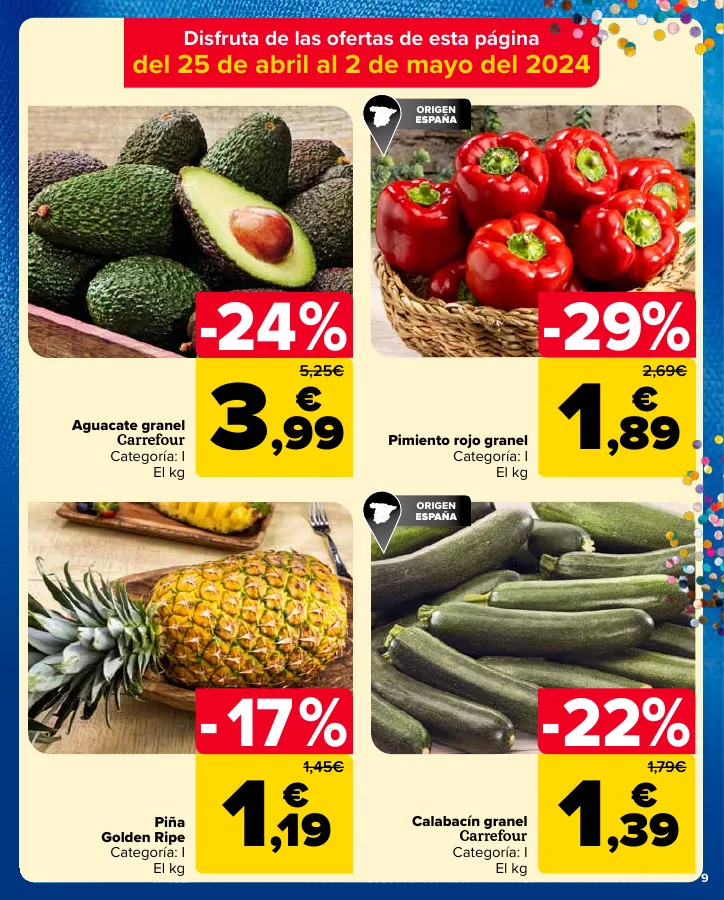 Número de página 9 del folleto promocional de la tienda Carrefour - 3x2 (Alimentación, Drogueria, Perfumeria y comida de animales)+CHOLLOS - fecha de vigencia: desde25.04 bis 09.05