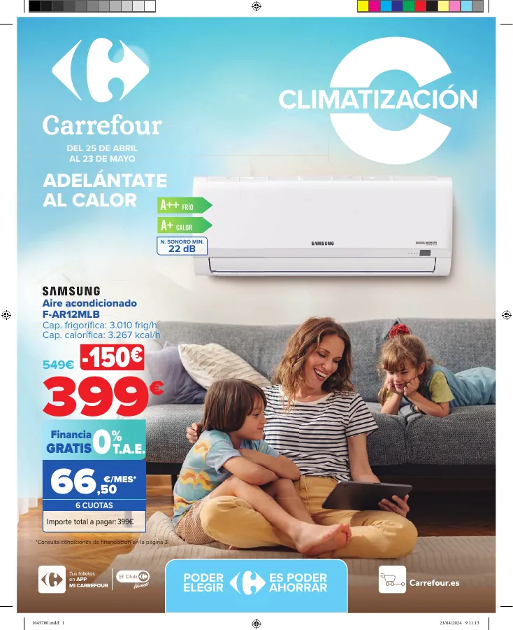 Número de página 1 del folleto promocional de la tienda Carrefour - AIRE ACONDICIONADO Y VENTILACION  - fecha de vigencia: desde25.04 bis 23.05