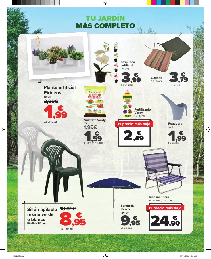 Número de página 2 del folleto promocional de la tienda Carrefour - JARDIN (Conjuntos jardín, sillas playa, piscinas, plantas y barbacoas) - fecha de vigencia: desde18.04 bis 16.05