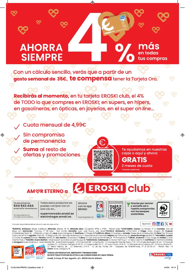 Número de página 12 del folleto promocional de la tienda Eroski - EROSKI city - Amor eterno a los buenos precios SUPERMERCADOS EROSKI CITY. - fecha de vigencia: desde18.04 bis 02.05