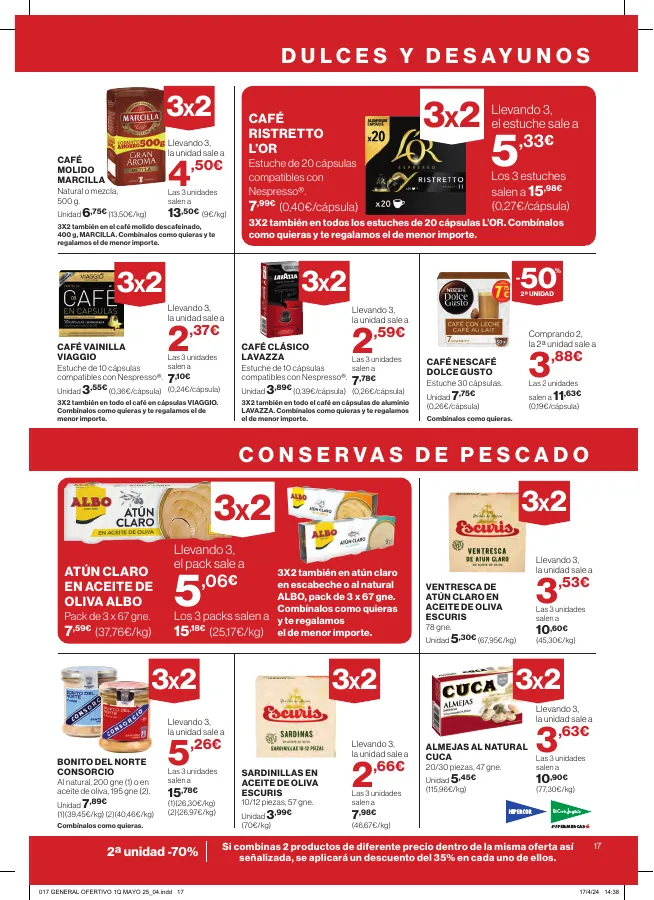 Número de página 19 del folleto promocional de la tienda Hipercor - Buenos percios a diario 3x2 en miles de productios - fecha de vigencia: desde25.04 bis 08.05