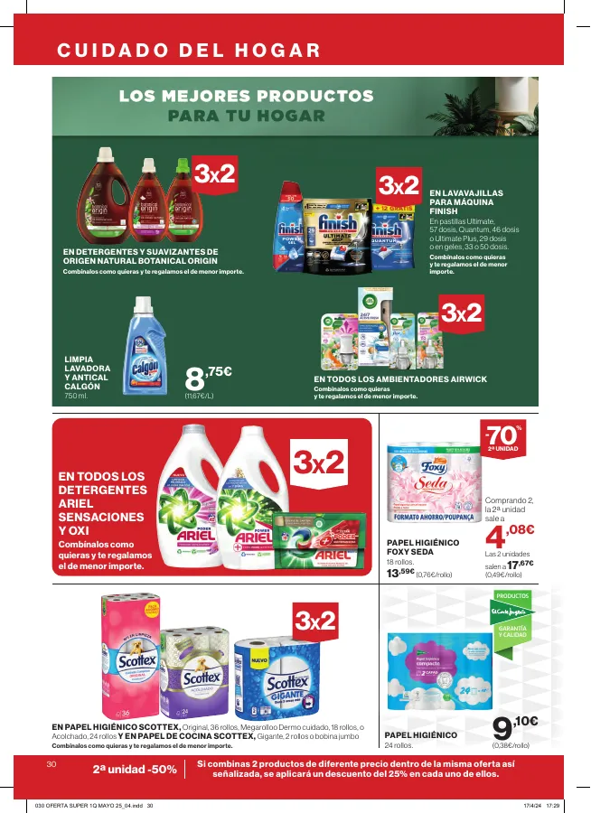 Número de página 34 del folleto promocional de la tienda Hipercor - Buenos percios a diario 3x2 en miles de productios - fecha de vigencia: desde25.04 bis 08.05