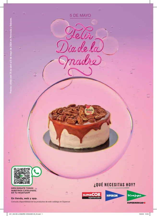 Número de página 1 del folleto promocional de la tienda Hipercor - Felis dia de la madie - fecha de vigencia: desde25.04 bis 05.05