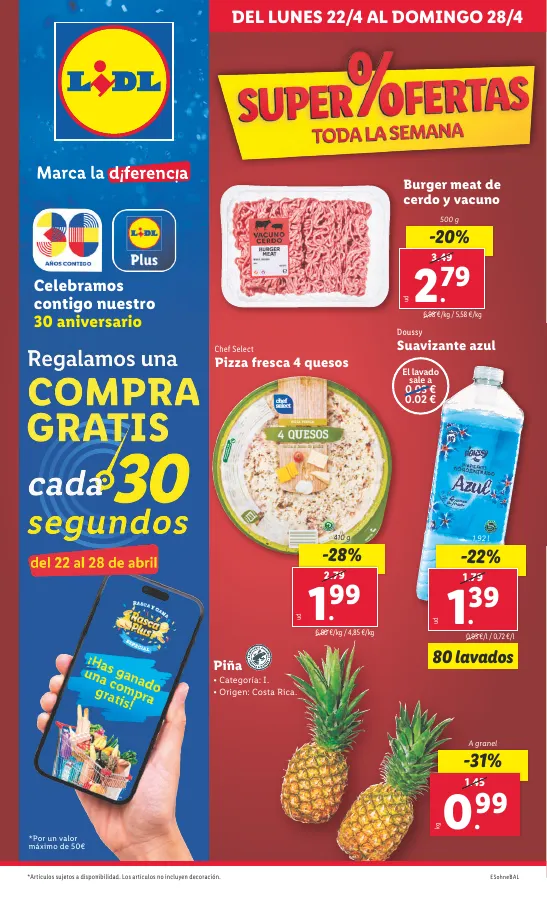 Número de página 1 del folleto promocional de la tienda Lidl - Super ofertas  - fecha de vigencia: desde22.04 bis 28.04