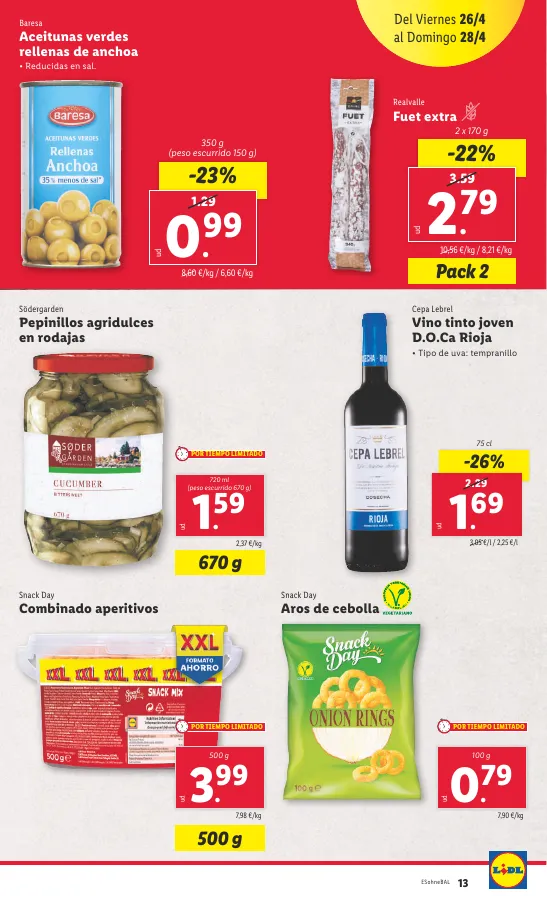 Número de página 13 del folleto promocional de la tienda Lidl - Super ofertas  - fecha de vigencia: desde22.04 bis 28.04