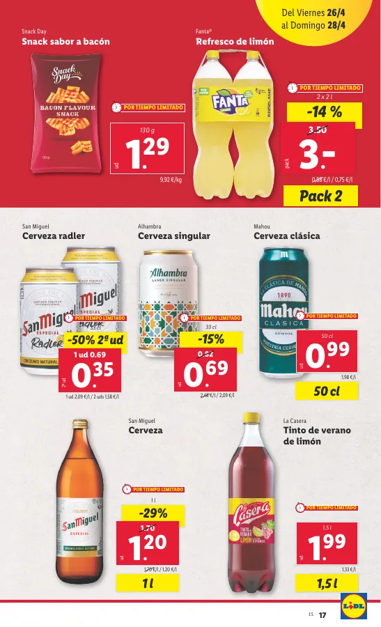 Número de página 17 del folleto promocional de la tienda Lidl - Super ofertas  - fecha de vigencia: desde22.04 bis 28.04