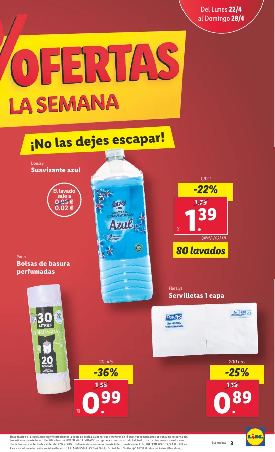 Número de página 3 del folleto promocional de la tienda Lidl - Super ofertas  - fecha de vigencia: desde22.04 bis 28.04