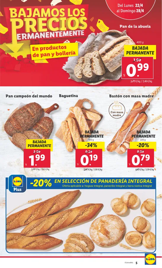 Número de página 5 del folleto promocional de la tienda Lidl - Super ofertas  - fecha de vigencia: desde22.04 bis 28.04