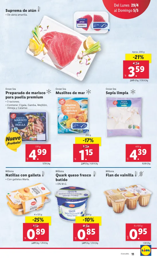 Número de página 11 del folleto promocional de la tienda Lidl - Bajamos los precios ermanentemente - fecha de vigencia: desde29.04 bis 05.05