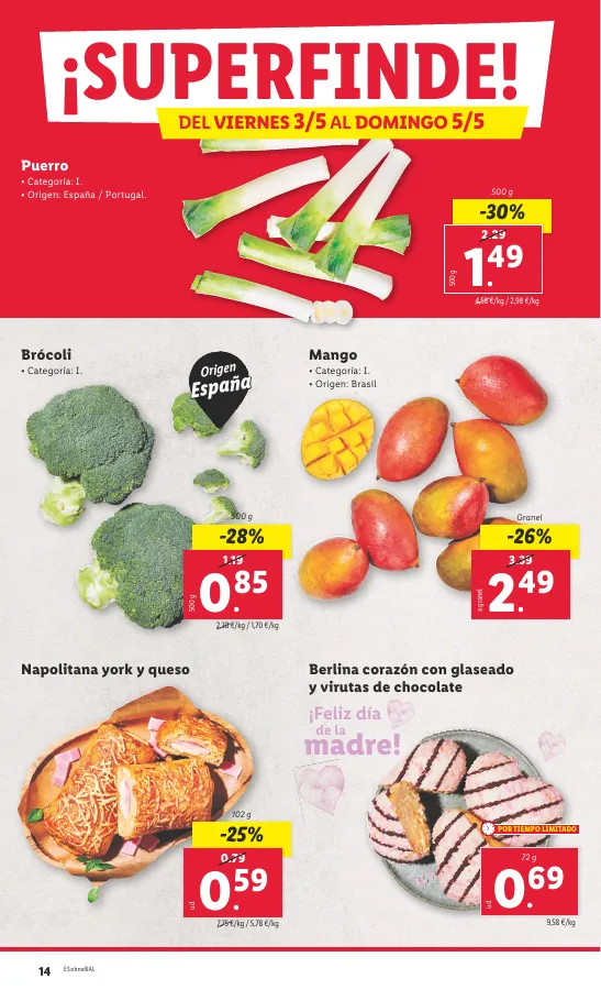 Número de página 14 del folleto promocional de la tienda Lidl - Bajamos los precios ermanentemente - fecha de vigencia: desde29.04 bis 05.05