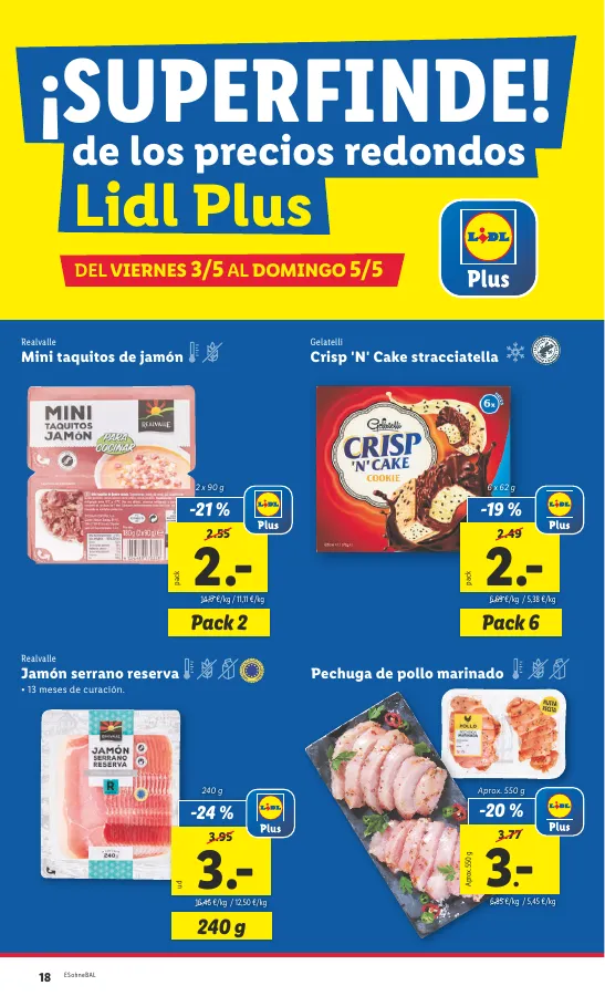 Número de página 18 del folleto promocional de la tienda Lidl - Bajamos los precios ermanentemente - fecha de vigencia: desde29.04 bis 05.05