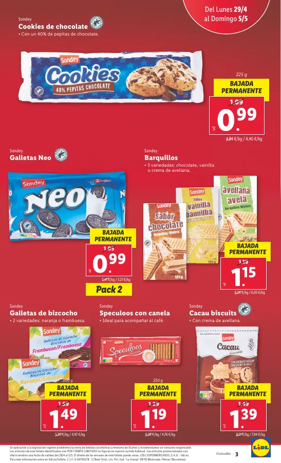 Número de página 3 del folleto promocional de la tienda Lidl - Bajamos los precios ermanentemente - fecha de vigencia: desde29.04 bis 05.05