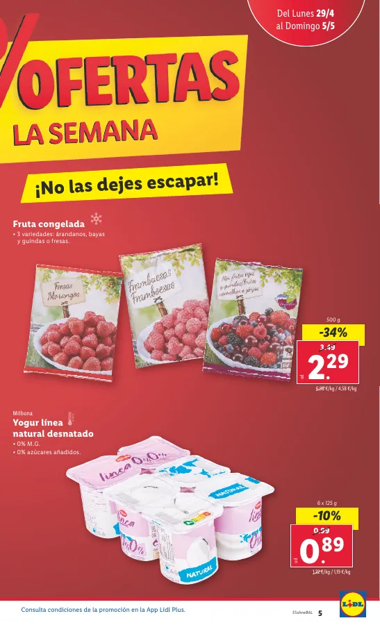 Número de página 5 del folleto promocional de la tienda Lidl - Bajamos los precios ermanentemente - fecha de vigencia: desde29.04 bis 05.05