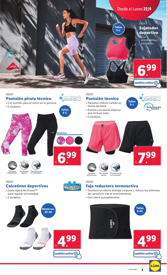 Número de página 3 del folleto promocional de la tienda Lidl - Bazar lidl. Start it crivit es tu momento running - fecha de vigencia: desde22.04 bis 28.04