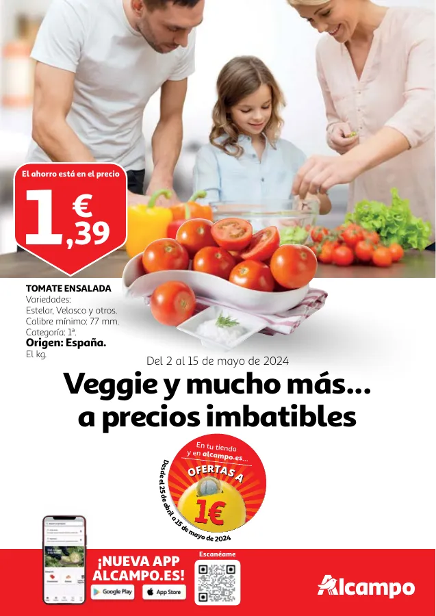 Número de página 1 del folleto promocional de la tienda Alcampo -  		Veggie y mucho más... a precios imbat... - fecha de vigencia: desde02.05 bis 15.05