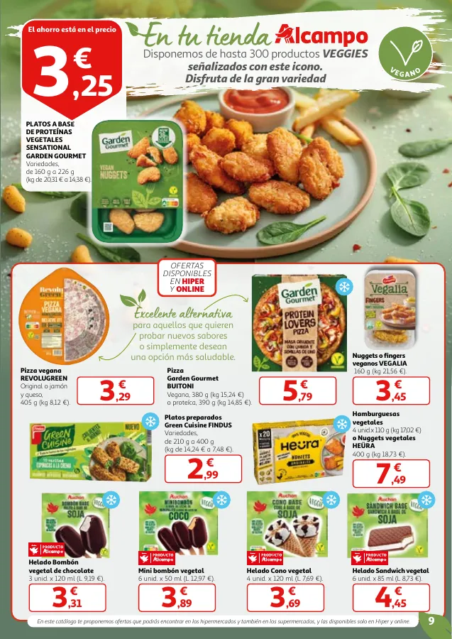 Número de página 9 del folleto promocional de la tienda Alcampo -  		Veggie y mucho más... a precios imbat... - fecha de vigencia: desde02.05 bis 15.05