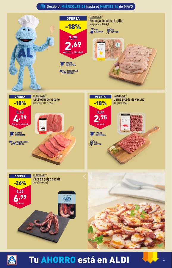 Número de página 6 del folleto promocional de la tienda Aldi - Muy frescas muy de aqui - fecha de vigencia: desde08.05 bis 14.05