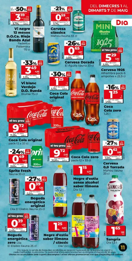 Número de página 11 del folleto promocional de la tienda Dia - Folleto Actual - fecha de vigencia: desde01.05 bis 07.05